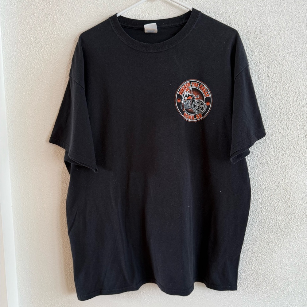 Vintage Black Graphic Biker T-Shirt